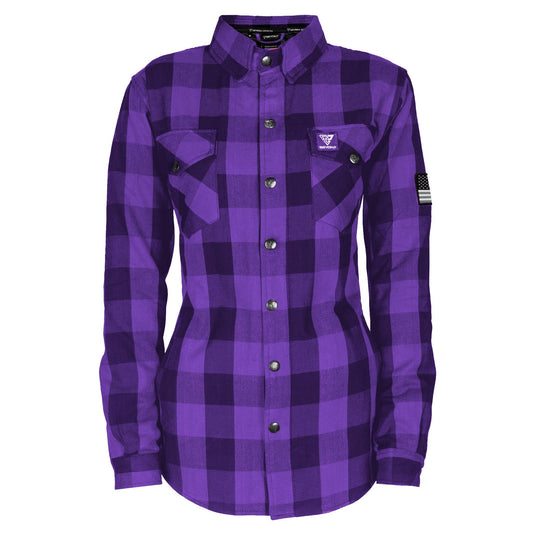 Protective Flannel Shirt for Women - Purple and Black Checkered