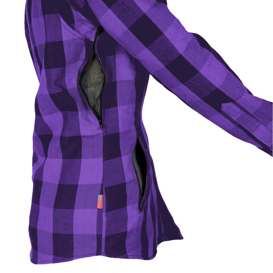 Protective Flannel Shirt for Women - Purple and Black Checkered