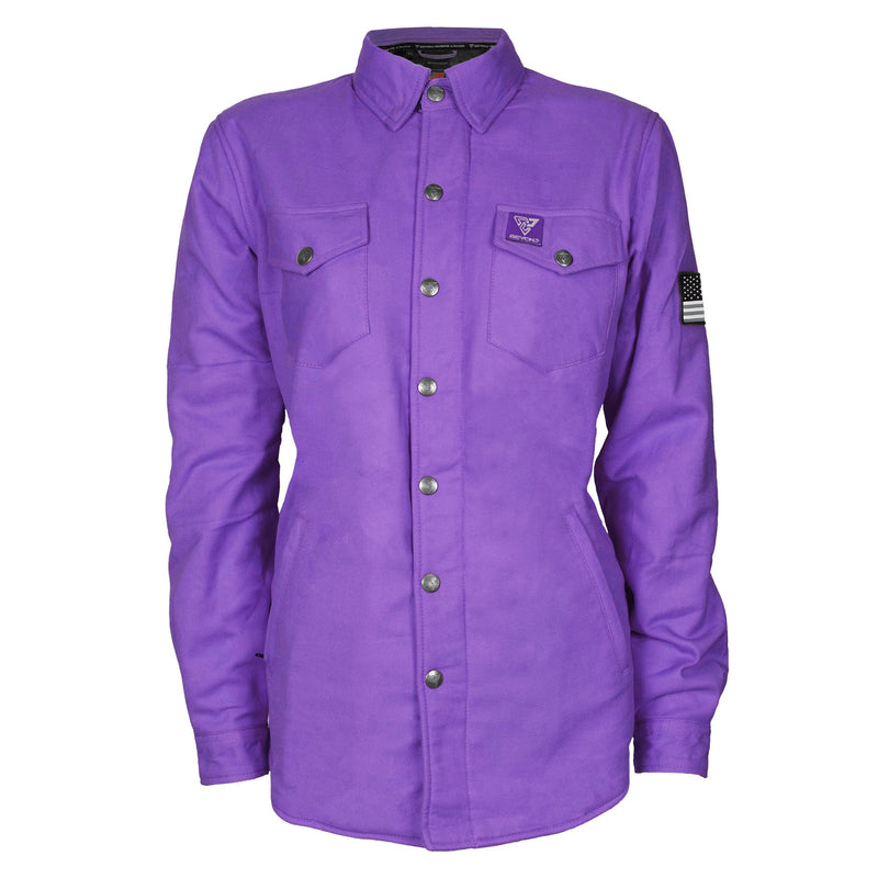Load image into Gallery viewer, Protective Flannel Shirt for Women - Purple Solid with Pads
