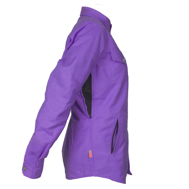 Load image into Gallery viewer, Protective Flannel Shirt for Women - Purple Solid with Pads
