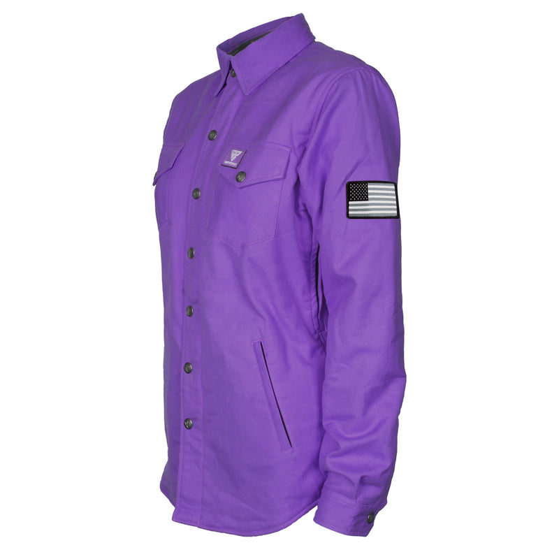 Load image into Gallery viewer, Protective Flannel Shirt for Women - Purple Solid with Pads
