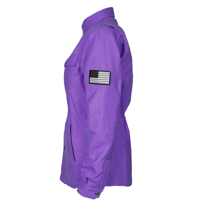 Load image into Gallery viewer, Protective Flannel Shirt for Women - Purple Solid with Pads
