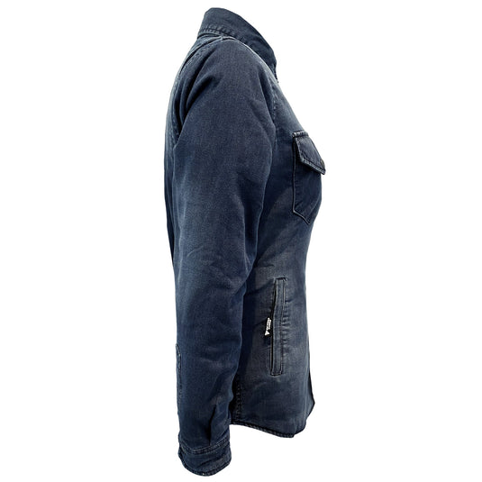 Protective Jeans Jacket for Women - Faded Blue with Pads