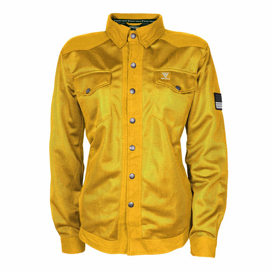 Protective Summer Mesh Shirt for Women - Yellow Solid