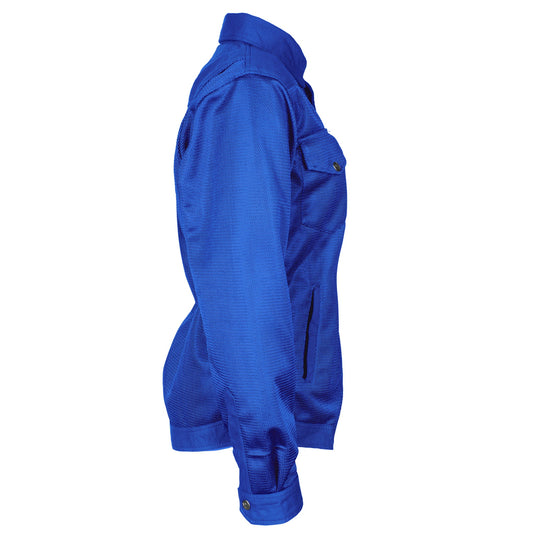 Protective Summer Mesh Shirt for Women - Blue Solid