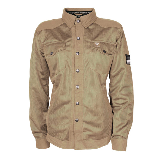 Protective Summer Mesh Shirt for Women - Camel Solid