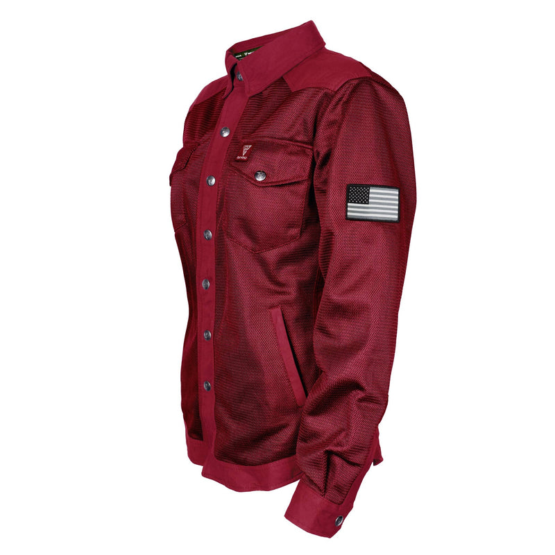 Load image into Gallery viewer, Protective Summer Mesh Shirt for Women - Red Maroon Solid with Pads
