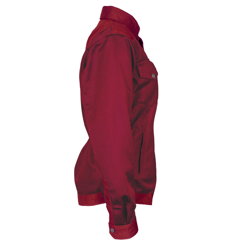 Load image into Gallery viewer, Protective Summer Mesh Shirt for Women - Red Maroon Solid with Pads
