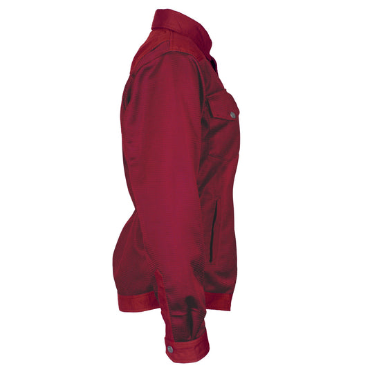 Protective Summer Mesh Shirt for Women - Red Maroon Solid with Pads