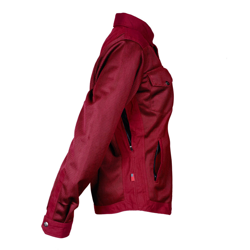 Load image into Gallery viewer, Protective Summer Mesh Shirt for Women - Red Maroon Solid with Pads
