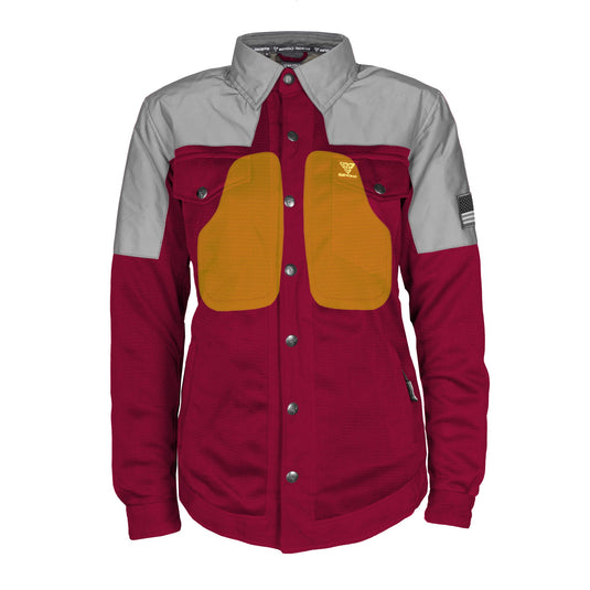 Summer Mesh Reflective Shirt Red Maroon Eclipse for Women - with Pads