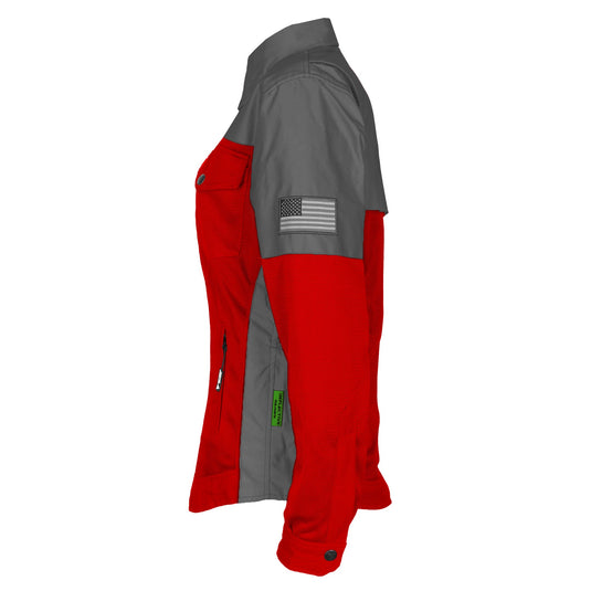 Summer Mesh Reflective Shirt Red Nebula for Women