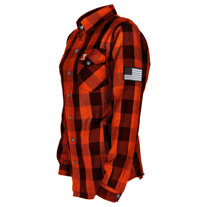 Load image into Gallery viewer, Protective Flannel Shirt for Women - Orange and Black Checkered
