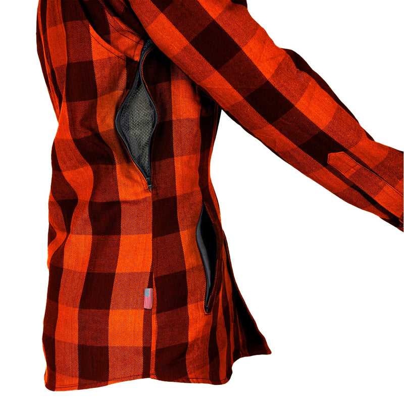 Load image into Gallery viewer, Protective Flannel Shirt for Women - Orange and Black Checkered
