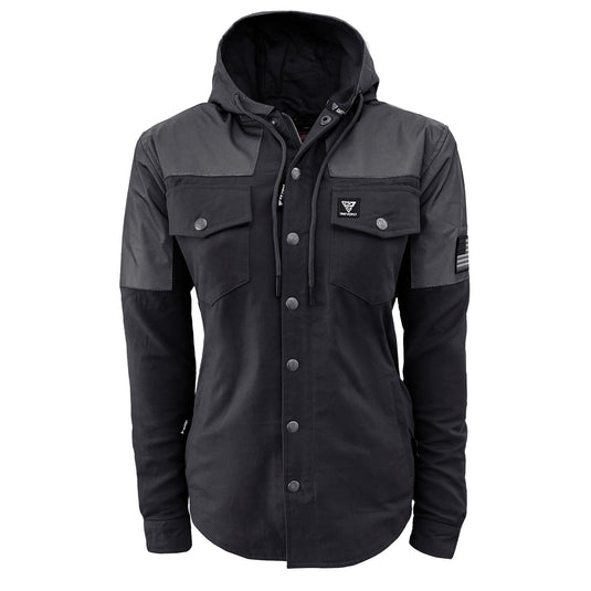 Protective Reflective Flannel Hoodie "Nightfall Nebula" For Women - Black