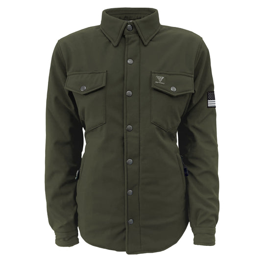 Protective SoftShell Winter Jacket for Women - Army Green Matte with Pads