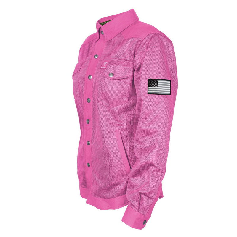 Load image into Gallery viewer, Protective Summer Mesh Shirt for Women - Pink Solid with Pads
