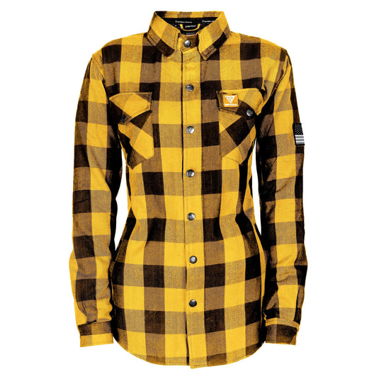 Protective Flannel Shirt for Women - Yellow and Black Checkered