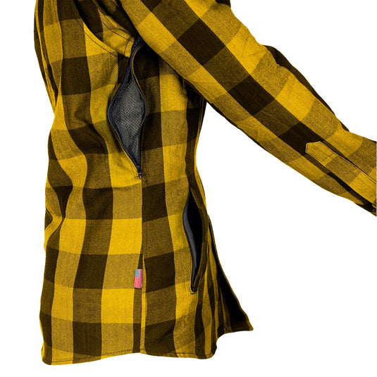 Protective Flannel Shirt for Women - Yellow and Black Checkered