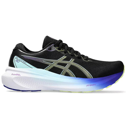 Women's Asics Gel-Kayano 30, Black/Glow Yellow, 5.5 D Wide - Skoutley Outdoors LLC