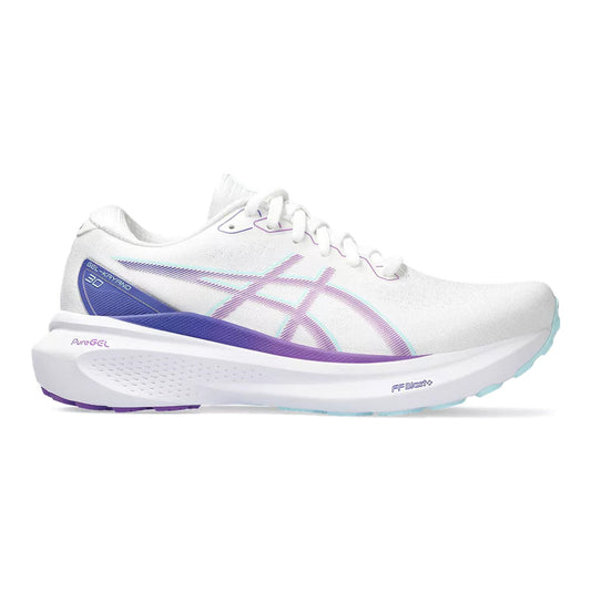 Women's Asics Gel-Kayano 30, White/Cyber Grape, 7 B Medium - Skoutley Outdoors LLC
