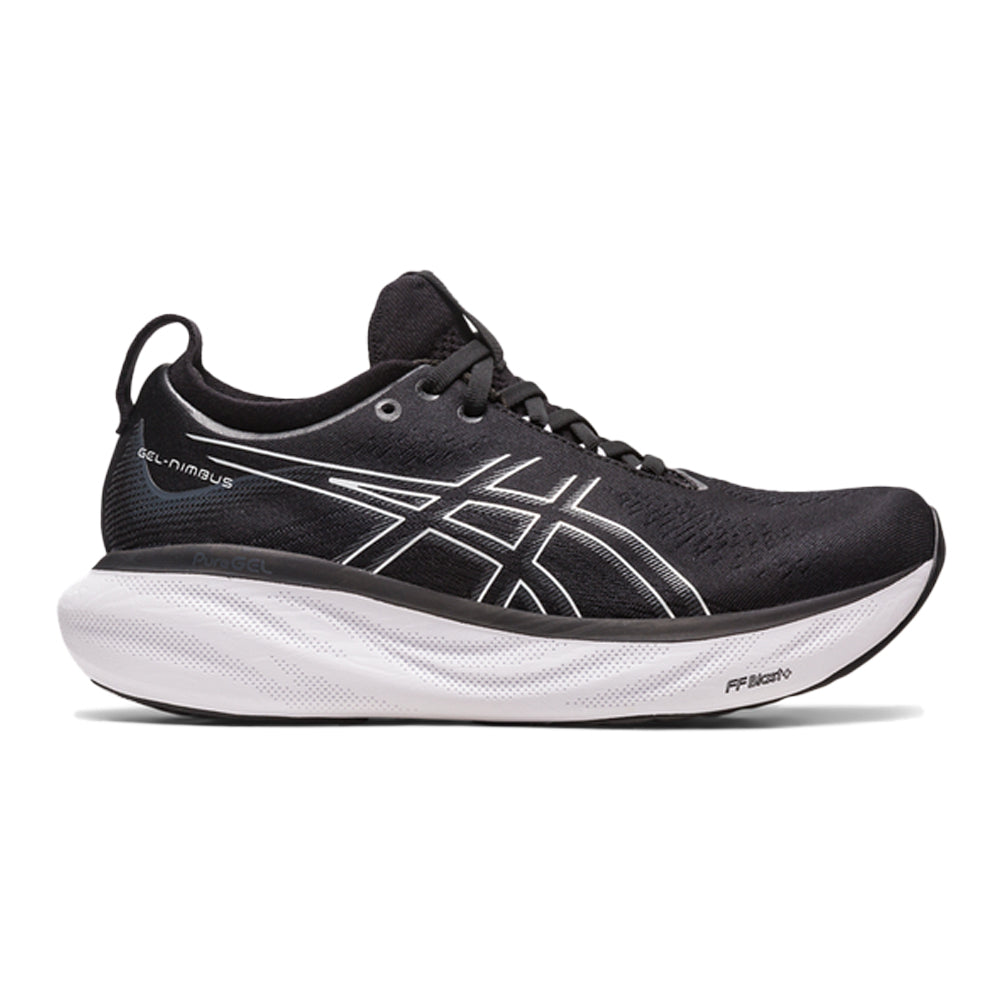Women's Asics Gel-Nimbus 25, Black/Pure Silver, 12 D Wide - Skoutley Outdoors LLC