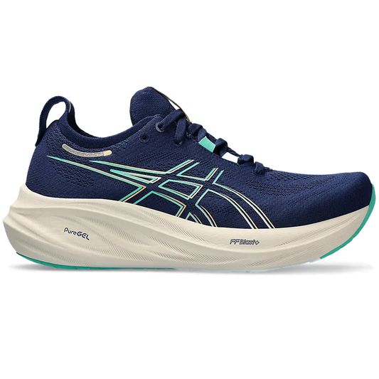 Women's Asics Gel-Nimbus 26, Blue Expanse/Aurora Green, 12 B Medium - Skoutley Outdoors LLC
