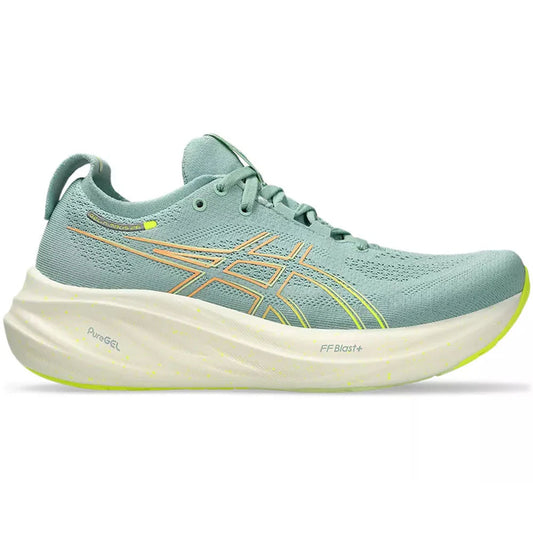 Women's Asics Gel-Nimbus 26, Light Celadon/Safety Yellow, 6 B Medium - Skoutley Outdoors LLC