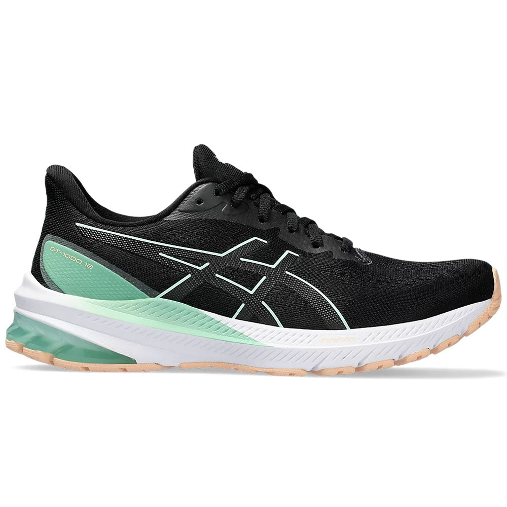 Women's Asics GT-1000 12, Black/Mint Tint, 11 B Medium - Skoutley Outdoors LLC