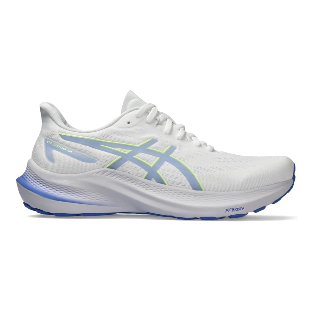Women's Asics GT-2000 12, White/Sapphire, 11 D Wide - Skoutley Outdoors LLC