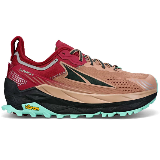 Women's Altra Olympus 5, Brown/Red, 6 B Medium - Skoutley Outdoors LLC