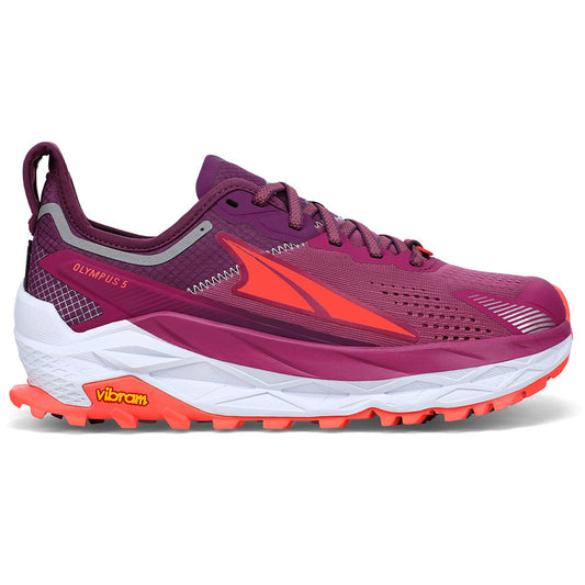 Women's Altra Olympus 5, Purple/Orange, 6.5 B Medium - Skoutley Outdoors LLC