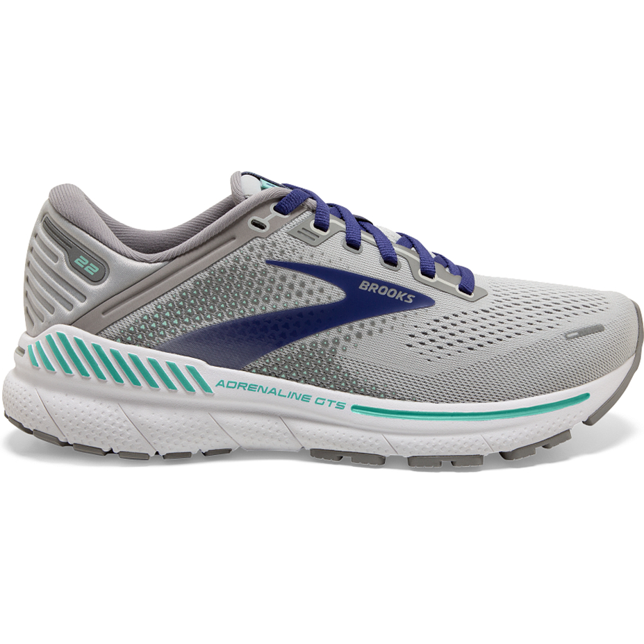 Women's Brooks Adrenaline GTS 22, Alloy/Blue/Green, 6 D Wide - Skoutley Outdoors LLC