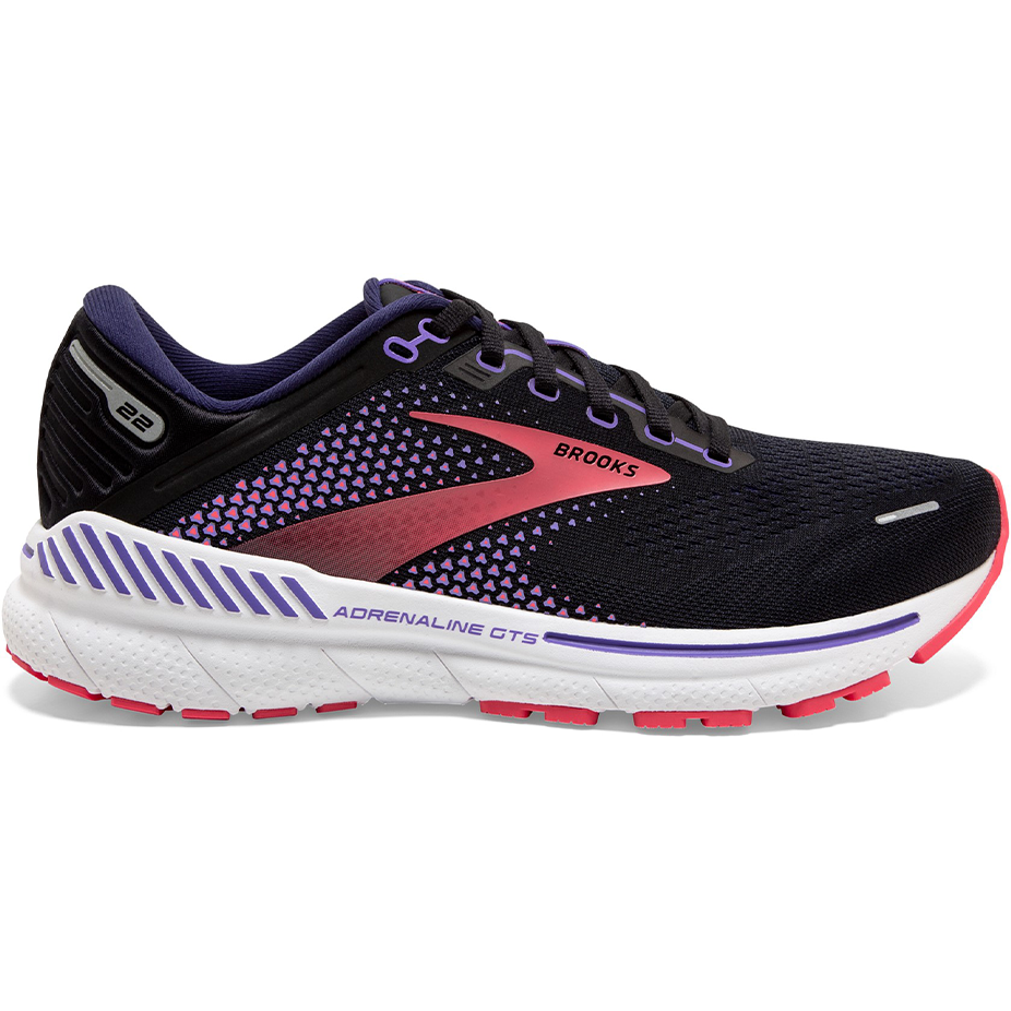 Women's Brooks Adrenaline GTS 22, Black/Purple/Coral, 5 B Medium - Skoutley Outdoors LLC
