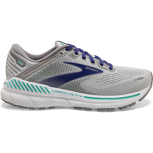 Women's Brooks Adrenaline GTS 22, Alloy/Blue/Green, 5.5 2E Extra Wide - Skoutley Outdoors LLC