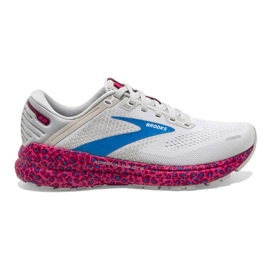 Women's Brooks Adrenaline GTS 22, White/Oyster/Brilliant, 8 B Medium - Skoutley Outdoors LLC