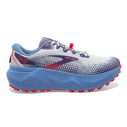 Women's Brooks Caldera 6, Oyster/Blissful Blue/Pink, 7 B Medium - Skoutley Outdoors LLC
