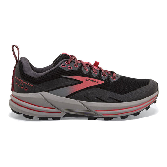 Women's Brooks Cascadia 16 GTX, Black/Blackened Pearl/Coral, 7.5 B Medium - Skoutley Outdoors LLC