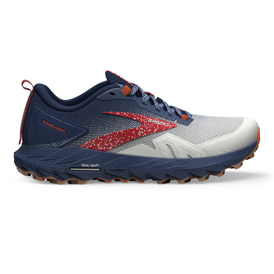 Women's Brooks Cascadia 17, White/Navy/Bittersweet, 9 B Medium - Skoutley Outdoors LLC