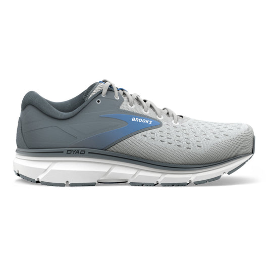 Women's Brooks Dyad 11, Grey/White/Blue, 11 D Wide - Skoutley Outdoors LLC