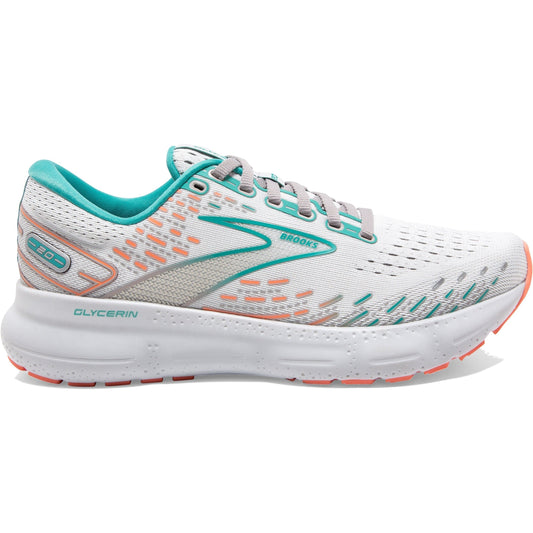 Women's Brooks Glycerin 20, Oyster/Latigo Bay/Coral, 8.5 B Medium - Skoutley Outdoors LLC