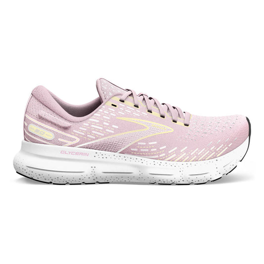 Women's Brooks Glycerin 20, Pink/Yellow/White, 5 B Medium - Skoutley Outdoors LLC