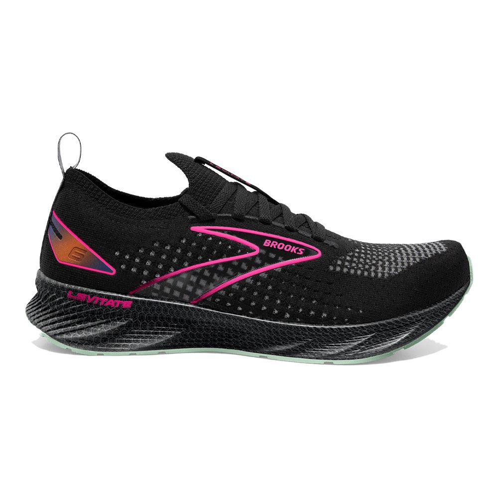 Women's Brooks Levitate StealthFit 6, Black/Pink, 5 B Medium - Skoutley Outdoors LLC