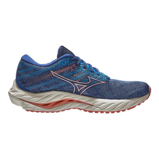 Women's Mizuno Wave Inspire 19, Blue Quartz/Peach Bud, 6.5 B Medium - Skoutley Outdoors LLC