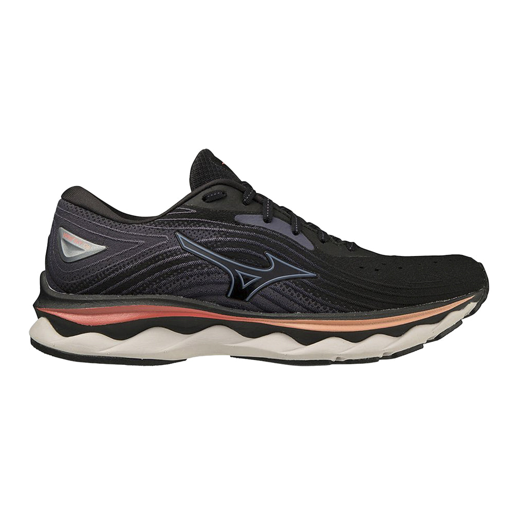 Women's Mizuno Wave Sky 6, Black/Quicksilver, 6 B Medium - Skoutley Outdoors LLC