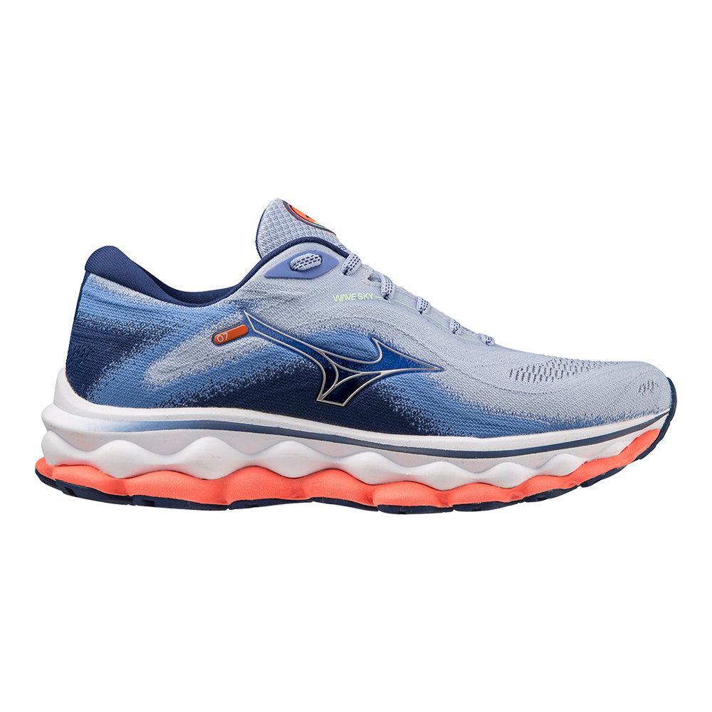 Women's Mizuno Wave Sky 7, Blue Heron-Silver, 6 B Medium - Skoutley Outdoors LLC