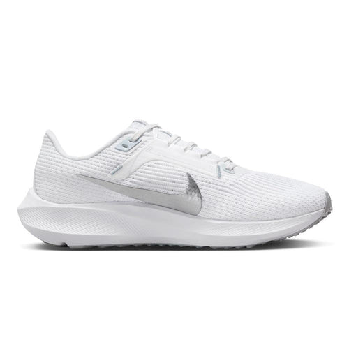 Women's Nike Pegasus 40, White/Metallic Silver-Pure Platinum, 5 B Medium - Skoutley Outdoors LLC