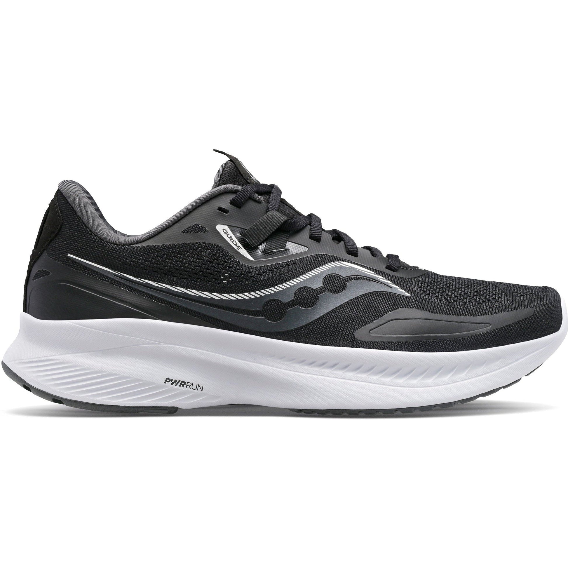Women's Saucony Guide 15, Black/White, 6 D Wide - Skoutley Outdoors LLC