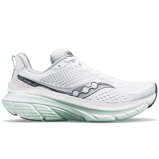 Women's Saucony Guide 17, White/Jade, 7.5 B Medium - Skoutley Outdoors LLC