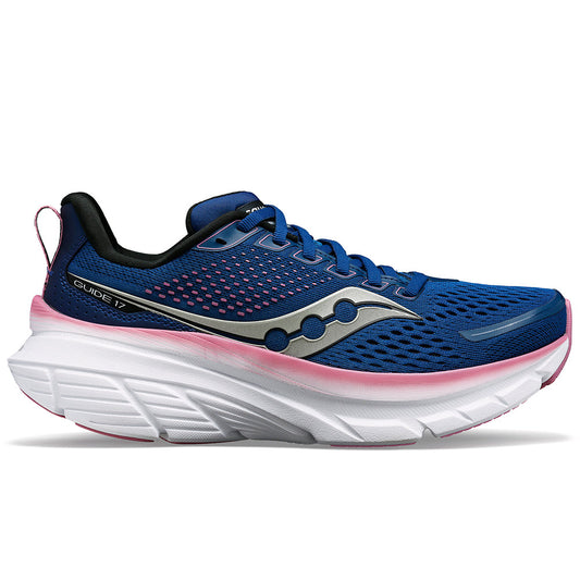 Women's Saucony Guide 17, Navy/Orchid, 11 D Wide - Skoutley Outdoors LLC